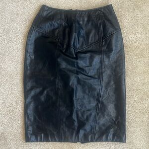 Vintage Pelle Cuir Leather Midi Pencil Skirt in Size 6